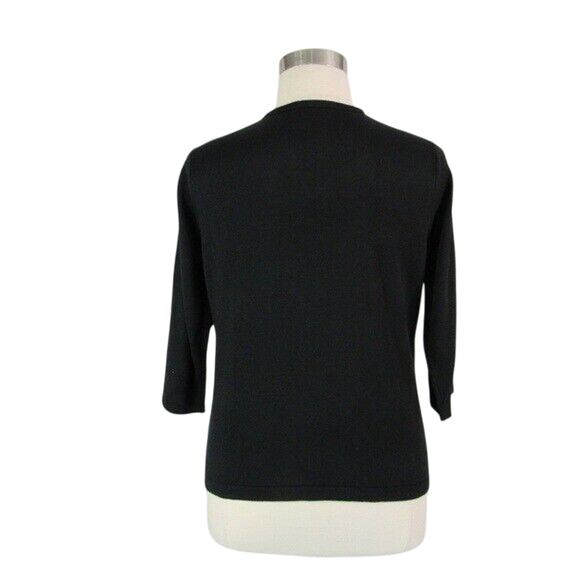 CD Petites Bling Sweater Y-Neck Pullover Floral Size XL Black - Picture 4 of 6